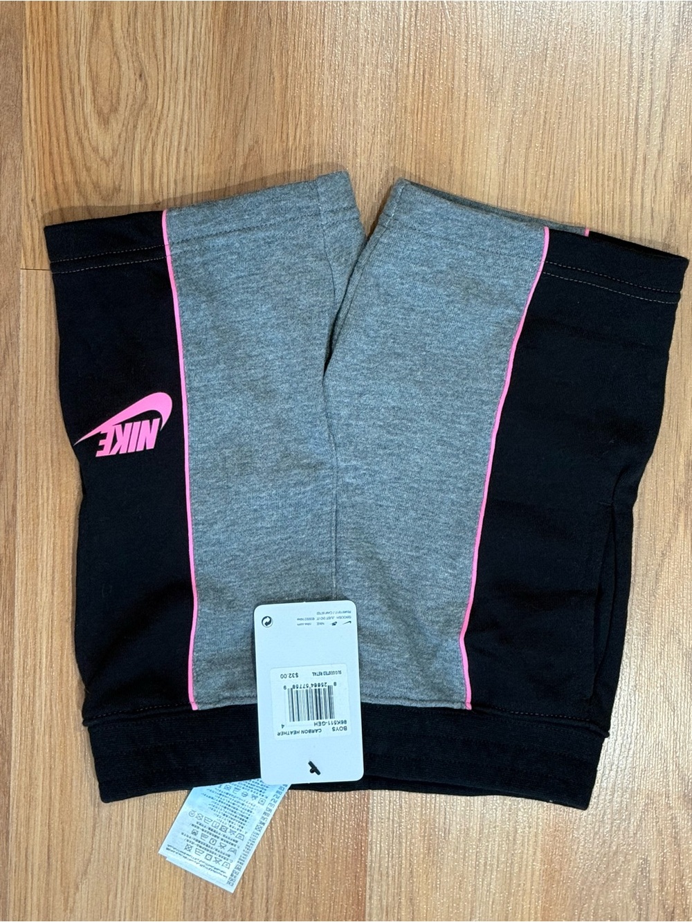 Nike Black & Gray Kids' Shorts with Pink Accents